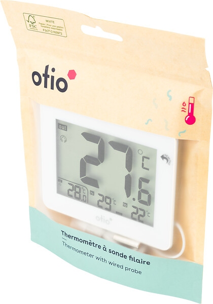 OTIO - Thermomètre intérieur extérieur filaire Blanc - Otio - large