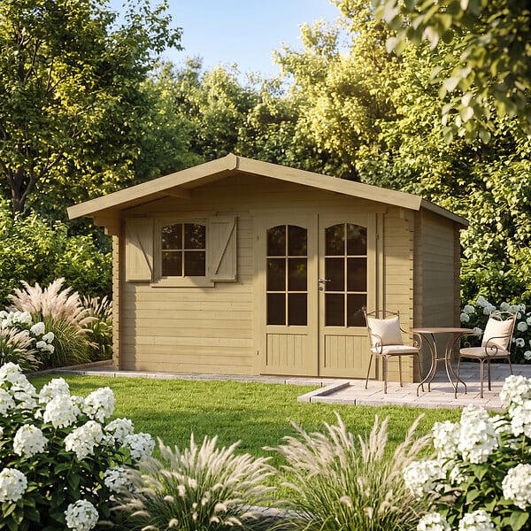 SOLID - Abri de jardin en bois autoclave Morzine S8982-1 - Intérieur : 10,99m2 - L.388xP.328cm - large