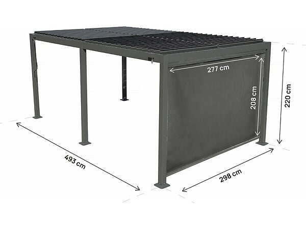 HABITAT ET JARDIN - Pergola bioclimatique avec store en aluminium "Kensington" - 3 x 5 m - Gris - large