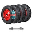 VOUNOT - Lot de 4 Roue gonflable robuste 4.80/4.00-8 pour chariot brouette alesage 20mm 400x85mm Rouge - vignette