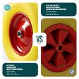 VOUNOT - Lot de 2 Roue increvable 4.80/4.00-8 en PU pour brouette diable alesage 20mm 392x92 mm Jaune - vignette