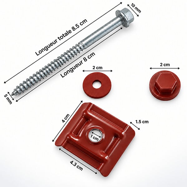 MCCOVER - Kit 50 fixations pour plaque acier nervurée 900/25 Rouge 8012, Unités - 50 pièces - large
