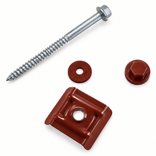 MCCOVER - Kit 50 fixations pour plaque acier nervurée 900/25 Rouge 8012, Unités - 50 pièces - large