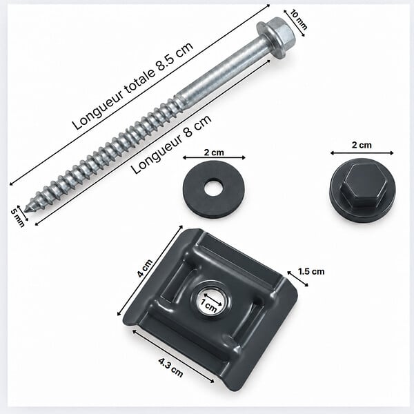 MCCOVER - Kit 50 fixations pour plaque acier nervurée 900/25 Gris anthracite RAL 7016, Unités - 50 pièces - large