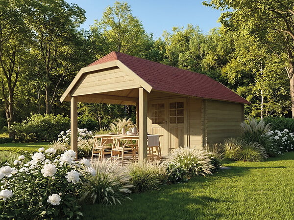 SOLID - Abri de jardin Cork S8507-1 en bois autoclave - Intérieur : 7,53m² - L.578.4xH.298.9xP.347.4cm - large
