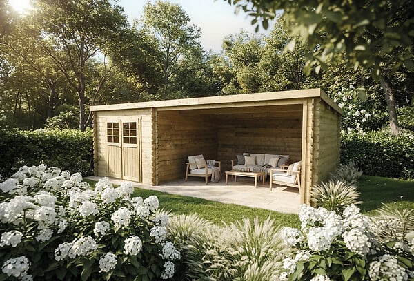 SOLID - Abri de jardin Rohan S8369-1 - Bois autoclave - Intérieur : 7,53m² - L.665xH.212xP.298cm - large