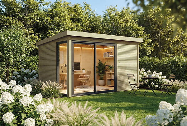 SOLID - Abri de jardin Seda S8770-1 - Bois autoclave - Intérieur : 7,53 m² - L.322,6xP.326,6xH.227cm - large
