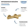 GROHE - GROHE QuickFix thermostatique Bain/Douche - COOL SUNRISE BROSSEE - vignette