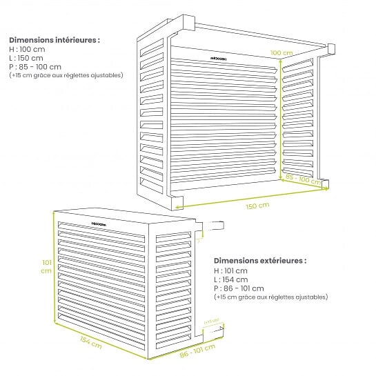DECOCLIM - Cache unité extérieure en aluminium blanc crème XXL - DECOCLIM - large