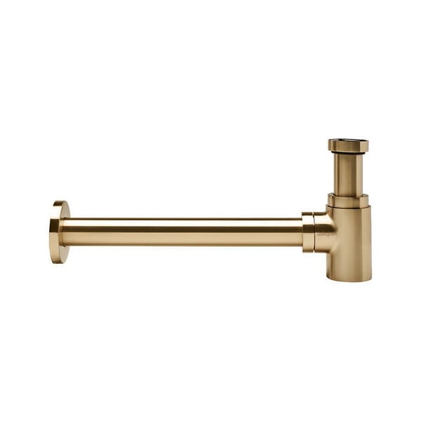 WIRQUIN - Siphon de lavabo en laiton doré brossé entrée 1'1/4 - sortie diamètre 32 - large