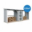 TIMBELA - Abri à bûches double avec remise - 556x120xH220 cm / 6,49 m² - Capacité ~8,8 m³ - TIMBELA M986-CAVERN STEEL - vignette