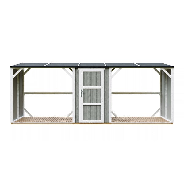 TIMBELA - Abri à bûches double avec remise - 556x120xH220 cm / 6,49 m² - Capacité ~8,8 m³ - TIMBELA M986-TUNDRA GREY - large