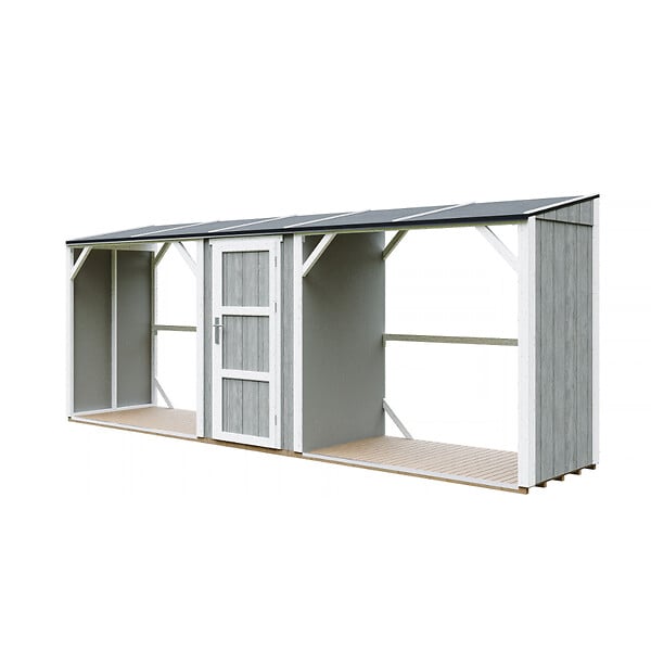 TIMBELA - Abri à bûches double avec remise - 556x120xH220 cm / 6,49 m² - Capacité ~8,8 m³ - TIMBELA M986-TUNDRA GREY - large