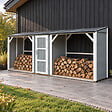 TIMBELA - Abri à bûches double avec remise - 556x120xH220 cm / 6,49 m² - Capacité ~8,8 m³ - TIMBELA M986-TUNDRA GREY - vignette
