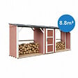 TIMBELA - Abri à bûches double avec remise - 556x120xH220 cm / 6,49 m² - Capacité ~8,8 m³ - TIMBELA M986-REDWOOD RED - vignette