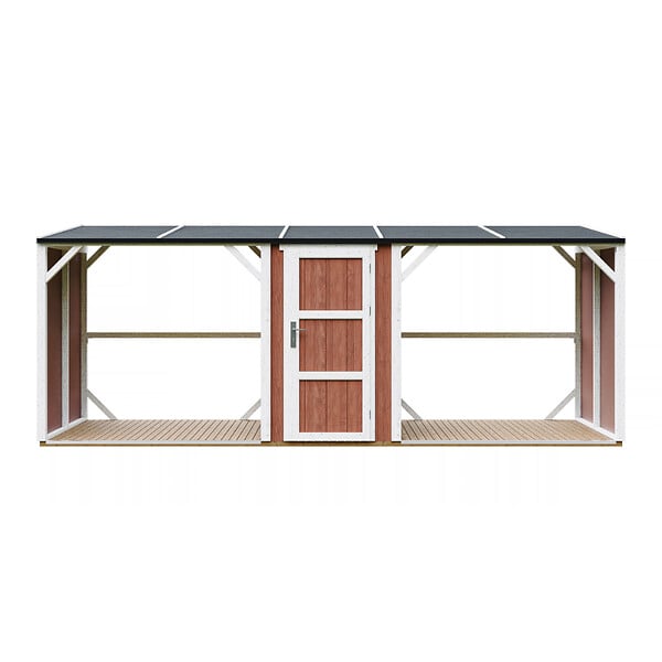 TIMBELA - Abri à bûches double avec remise - 556x120xH220 cm / 6,49 m² - Capacité ~8,8 m³ - TIMBELA M986-REDWOOD RED - large