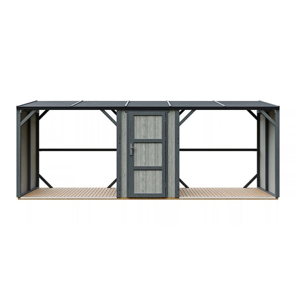 TIMBELA - Abri à bûches double avec remise - 556x120xH220 cm / 6,49 m² - Capacité ~8,8 m³ - TIMBELA M986-TUNDRA CAVERN - large