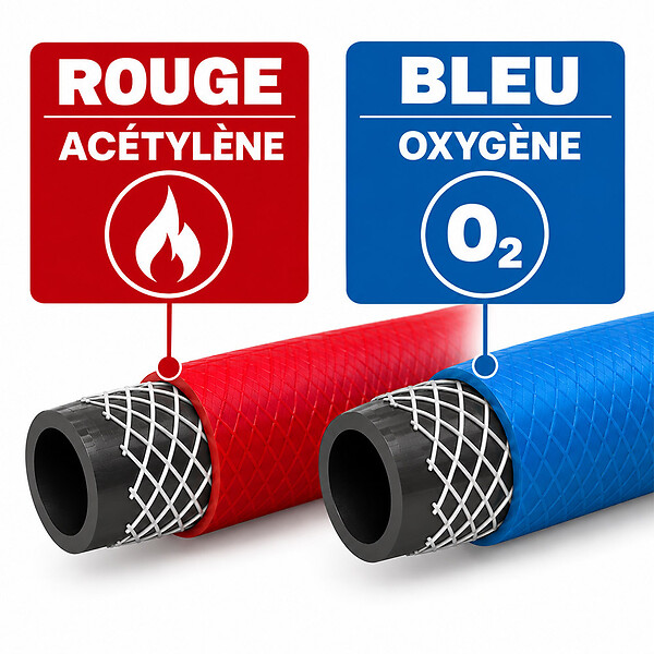 HUGGY TUYAUX - Tuyau de soudure oxygène/acétylène Ø 6.3 mm - Longueur 5 mètres - large