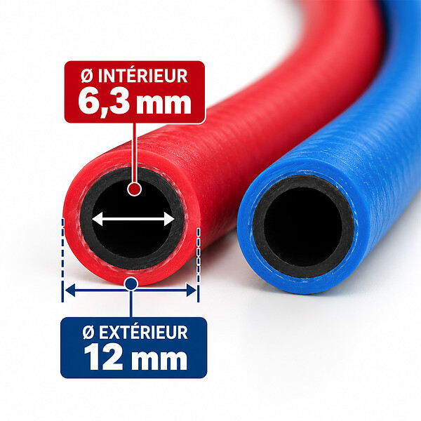 HUGGY TUYAUX - Tuyau de soudure oxygène/acétylène Ø 6.3 mm - Longueur 20 mètres - large