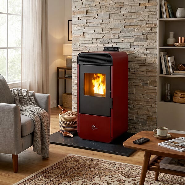 SANNOVER - Poêle à granulés étanche Izedia 13,8 kW Bordeaux Sannover - large