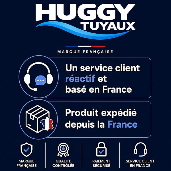 HUGGY TUYAUX - Tuyau de refoulement plat Ø 51 mm (2'') bleu - Longueur 10 mètres - large