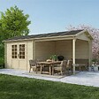 ALTANKA - Abri de jardin en bois - 17.4m2 - 5.79x3m - Ep. 28mm - Couleur: naturel - DOM764 - vignette