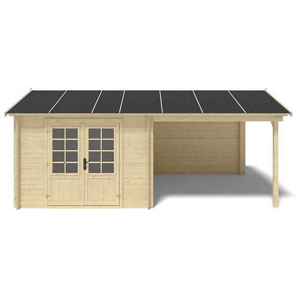 ALTANKA - Abri de jardin en bois - 17.4m2 - 5.79x3m - Ep. 28mm - Couleur: naturel - DOM764 - large