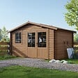 ALTANKA - Abri de jardin en bois - 11.7m2 - 3.9x3m - Traité - Ep. 34mm - Couleur: marron - DOM562 - vignette