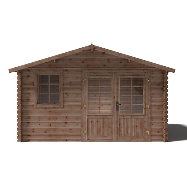 ALTANKA - Abri de jardin en bois - 11.7m2 - 3.9x3m - Traité - Ep. 34mm - Couleur: marron - DOM562 - large