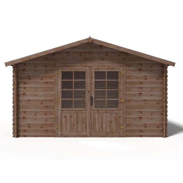 ALTANKA - Abri de jardin en bois - 15.2m2 - 3.9x3.9m - Traité - Ep. 34mm - Couleur: marron - DOM563 - large