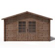 ALTANKA - Abri de jardin en bois - 15.2m2 - 3.9x3.9m - Traité - Ep. 34mm - Couleur: marron - DOM563 - vignette