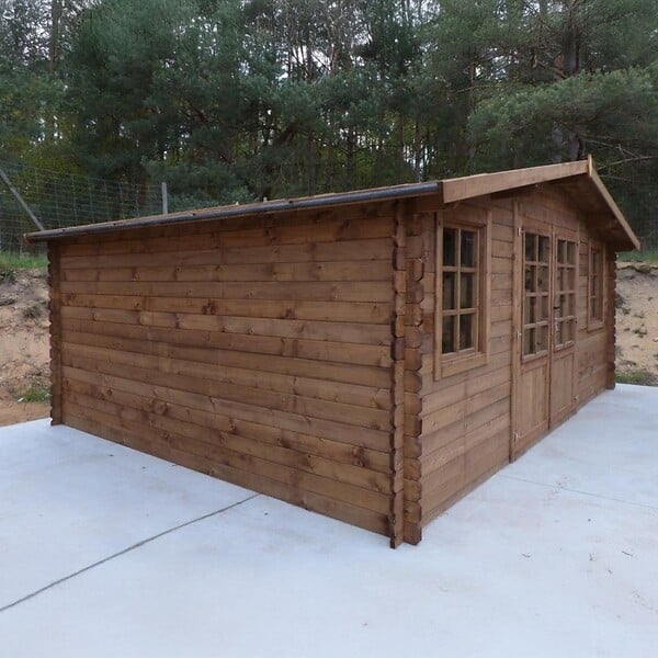 ALTANKA - Abri de jardin en bois - 20m2 - 5x4m - Traité - Ep. 28mm - Couleur: marron - DOM566 - large