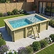 ALTANKA - Piscine hors sol en bois AQUA 4.65 x 2.85 - H.1.24 m avec plage, gris clair, cadre en métal - sans dalle - BAS7306OSPU2+PLA306 - vignette
