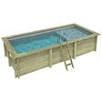 ALTANKA - Piscine hors sol en bois AQUA 6.1 x 2.85 - H.1.31 m avec plage, gris clair, fixations à visser - BAS7307OSPL2+PLA307 - vignette