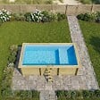 ALTANKA - Piscine hors sol en bois AQUA 6.1 x 2.85 - H.1.31 m avec plage, bleu pâle, fixations à visser - BAS7307OSPL+PLA307 - vignette