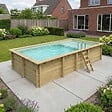 ALTANKA - Piscine hors sol en bois AQUA 7 x 3.75 - H.1.45 m avec plage, sable, fixations à visser - BAS7308OSPL3+PLA308 - vignette