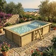 ALTANKA - Piscine hors sol en bois AQUA 6.1 x 2.85 - H.1.31 m avec plage, sable, fixations à visser - BAS7307OSPL3+PLA307 - vignette