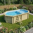 ALTANKA - Piscine hors sol en bois NEMO 5.79 x 3.49 - H.1.45 m avec plage, bleu pâle, cadre en métal - sans dalle - BAS7304OSPU+PLA304 - vignette