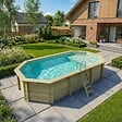 ALTANKA - Piscine hors sol en bois NEMO 7.3 x 3.97 - H.1.45 m avec plage, sable, cadre en métal - sans dalle - BAS7305OSPU3+PLA305 - vignette