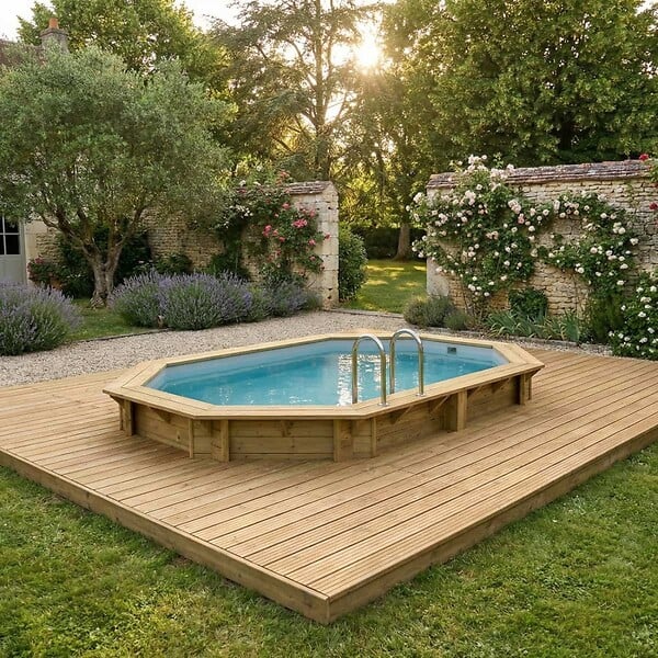 ALTANKA - Piscine hors sol en bois NEMO 4.3 x 3 - H.1.18 m, gris clair, fixations à sceller - BAS7302OSPI2 - large