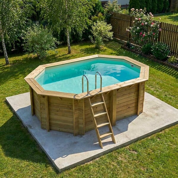 ALTANKA - Piscine hors sol en bois NEMO 4.3 x 3 - H.1.31 m, sable, fixations à sceller - BAS7303OSPI3 - large