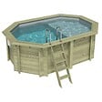 ALTANKA - Piscine hors sol en bois NEMO 4.3 x 3 - H.1.31 m avec plage, gris clair, fixations à visser - BAS7303OSPL2+PLA303 - vignette