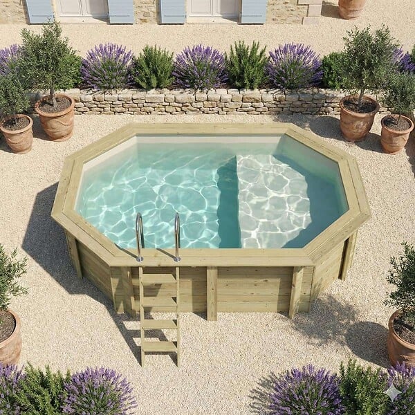 ALTANKA - Piscine hors sol en bois NEMO 4.3 x 3 - H.1.18 m avec plage, sable, fixations à sceller - BAS7302OSPI3+PLA302 - large