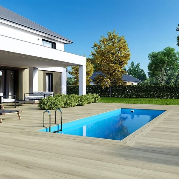ALTANKA - Piscine hors sol en bois AQUA 6.1 x 2.85 - H.1.31 m, bleu pâle, fixations à visser - BAS7307OSPL - large
