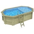 ALTANKA - Piscine hors sol en bois NEMO 5.79 x 3.49 - H.1.45 m avec plage, bleu pâle, fixations à visser - BAS7304OSPL+PLA304 - vignette