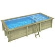 ALTANKA - Piscine hors sol en bois AQUA 6.1 x 2.85 - H.1.31 m avec plage, bleu pâle, cadre en métal - sans dalle - BAS7307OSPU+PLA307 - vignette