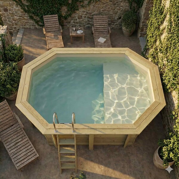 ALTANKA - Piscine hors sol en bois NEMO 4.3 x 3 - H.1.31 m avec plage, sable, cadre en métal - sans dalle - BAS7303OSPU3+PLA303 - large