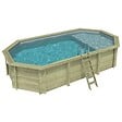 ALTANKA - Piscine hors sol en bois NEMO 7.3 x 3.97 - H.1.45 m avec plage, gris clair, fixations à visser - BAS7305OSPL2+PLA305 - vignette
