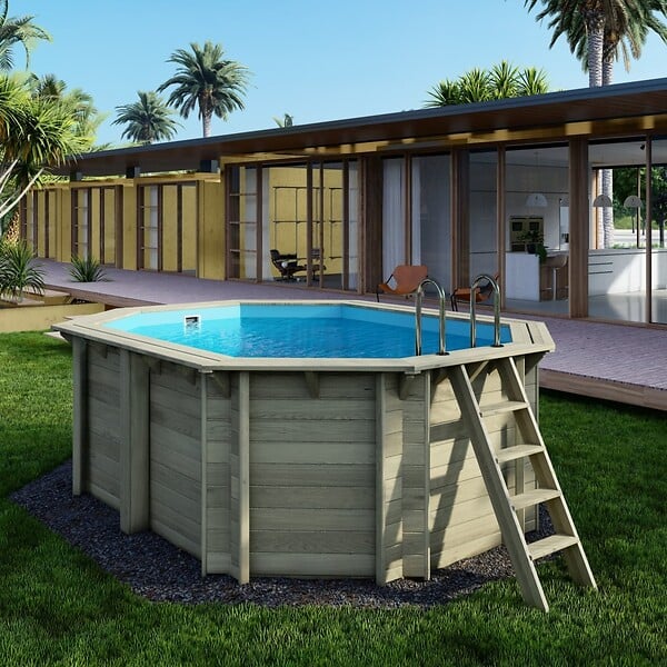 ALTANKA - Piscine hors sol en bois NEMO 4.3 x 3 - H.1.31 m, bleu pâle, fixations à visser - BAS7303OSPL - large