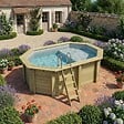 ALTANKA - Piscine hors sol en bois NEMO 4.3 x 3 - H.1.31 m avec plage, gris clair, fixations à sceller - BAS7303OSPI2+PLA303 - vignette